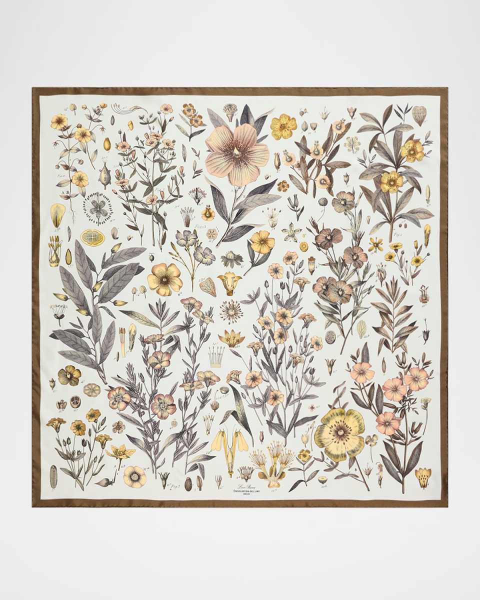 Flower-Print Silk Twill Scarf
